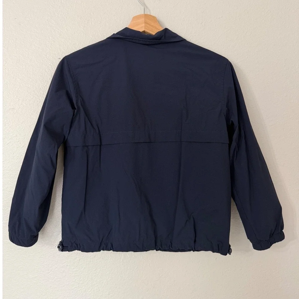 Zara Kids Navy Blue Utility Lined Windbreaker Jacket Size 8-9 Snap Front Cargo